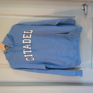 Citadel College Hoodie Sweatshirt Men's Large Blue with White Print Comfy